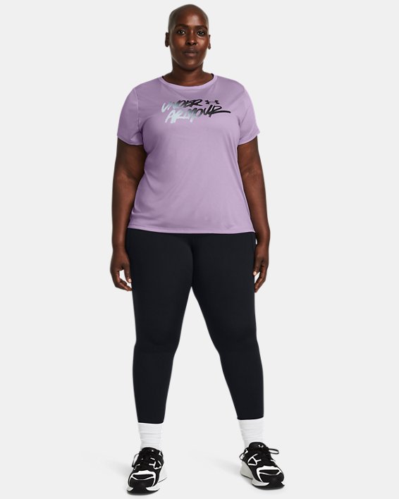 Women's UA Velocity Gradient Wordmark Short Sleeve, Purple, pdpMainDesktop image number 2